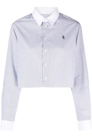 Sporty & Rich Striped cotton cropped shirt