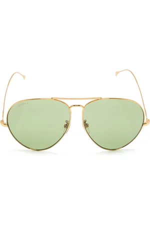 Gucci Logo-lettering pilot-frame sunglasses