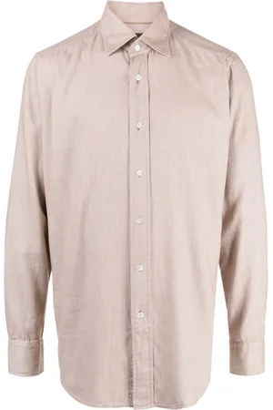HUGO BOSS Mélange-effect spread-collar shirt