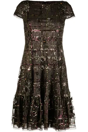 TALBOT RUNHOF Sequin-embellished metallic dress