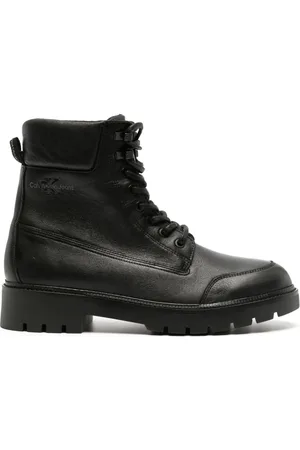 Calvin Klein Logo-patch leather ankle boots