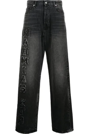 Nahmias Logo-patch cotton wide-leg jeans
