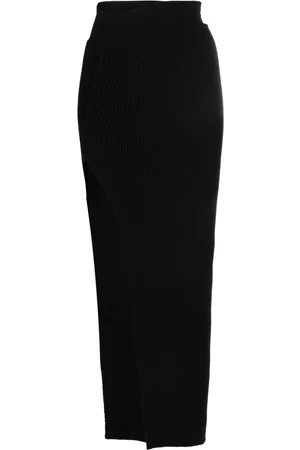 Rick Owens Side-slit ribbed-knit skirt