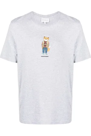 Maison Kitsuné Graphic-print mélange-effect cotton T-shirt