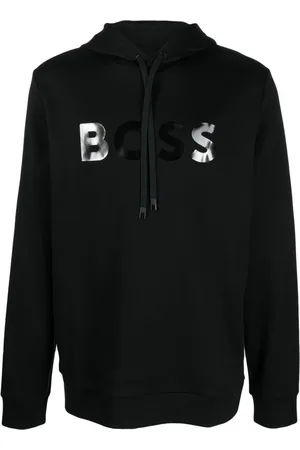 HUGO BOSS Mirror-effect logo drawstring hoodie