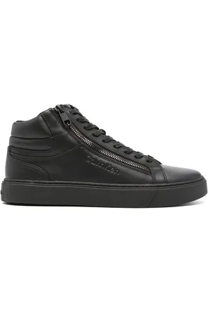 Calvin Klein Logo-debossed leather sneakers