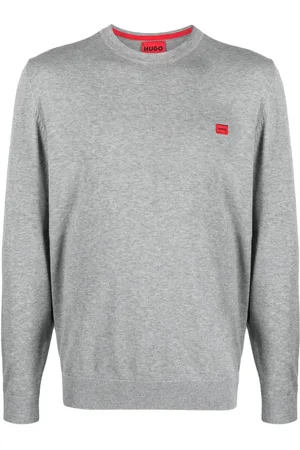 HUGO BOSS Logo-patch fine-knit jumper