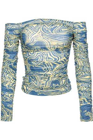 Pinko Graphic-print off-shoulder top