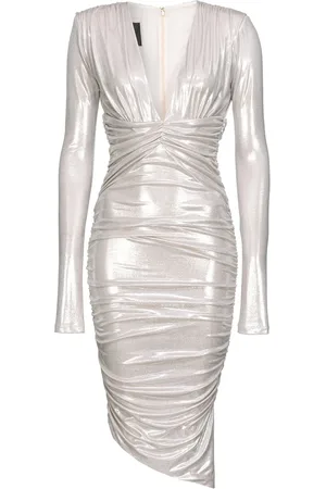 Pinko Gathered metallic midi dress