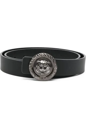 Roberto Cavalli Tiger Head-buckle leather belt