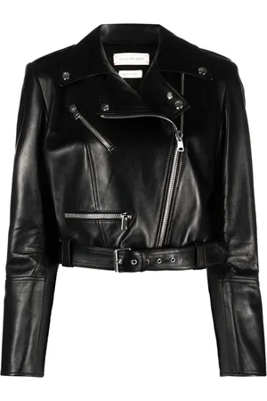 Alexander McQueen Cropped leather biker jacket