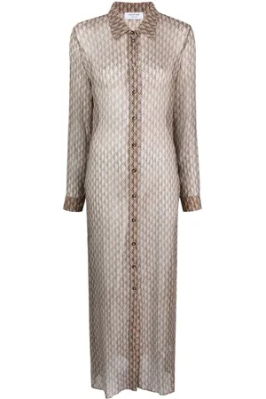 Marine Serre Moon Diamant silk shirt dress