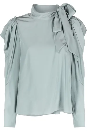 ULLA JOHNSON Gathered-tie neck silk blouse