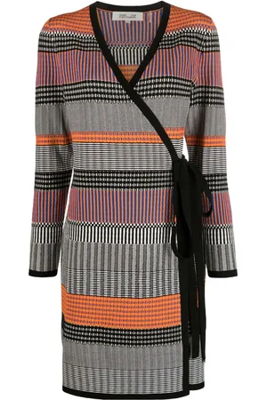 Diane von Furstenberg Brigid geometric-pattern ribbed-knit wrap dress
