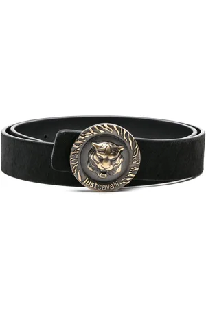 Roberto Cavalli Tiger Head-motif leather belt