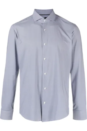 HUGO BOSS Grid-pattern long-sleeve shirt
