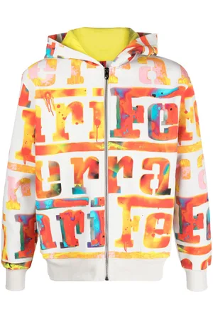 FERRARI Logo-print zip-up hoodie