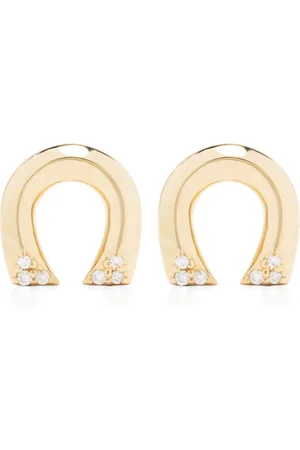 HARWELL GODFREY 18kt yellow Tiny Horseshoe diamond stud earrings