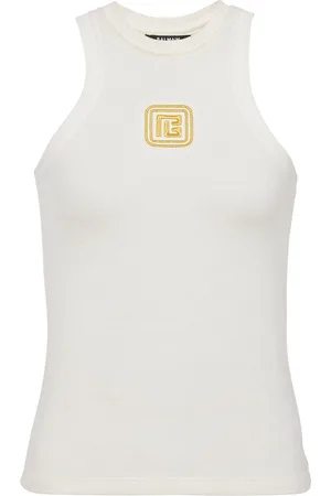 Balmain Logo-embroidered tank top