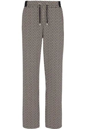 Balmain Monogram-jacquard drawstring-waistband track pants