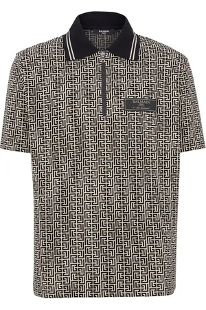 Balmain Monogram jacquard zipped polo shirt