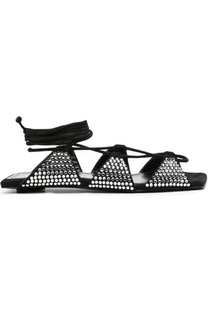 The Attico Crystal-embellished square-toe leather sandals