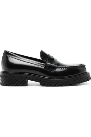 OFF-WHITE Diag-stripe leather loafers