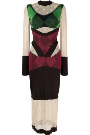 Marine Serre Regenerated lozenge-knit midi dress
