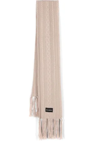 Karl Lagerfeld Logo-appliqué cable-knit scarf