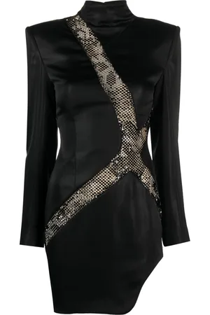 GENNY Asymmetric rhinestone-embellished minidress