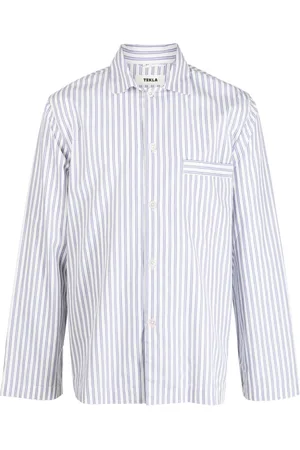 Tekla Striped cotton pyjama shirt