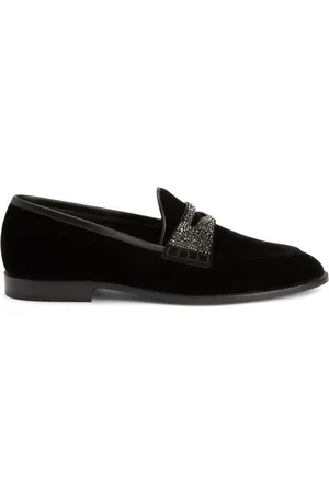 Giuseppe Zanotti Ermy rhinestone-detail velvet loafers
