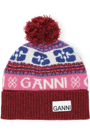 Ganni Patterned-intarsia knitted beanie