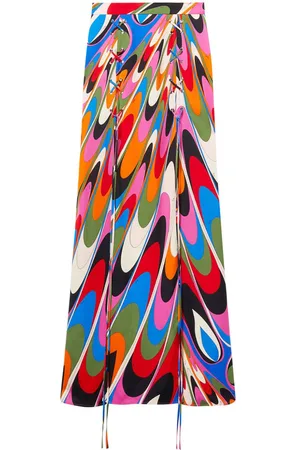 Puccini Marmo-print lace-up maxi skirt