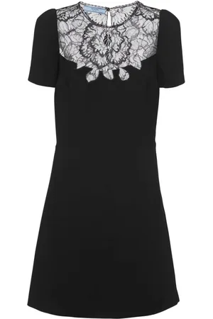 Prada Lace-panelled cady mini dress