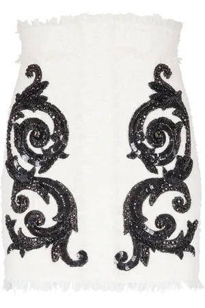 Balmain Embroidered tweed miniskirt