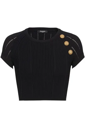 Balmain 3-Button knitted crop top