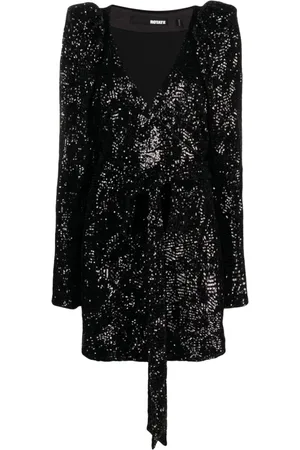ROTATE Sequinned-tulle wrap minidress