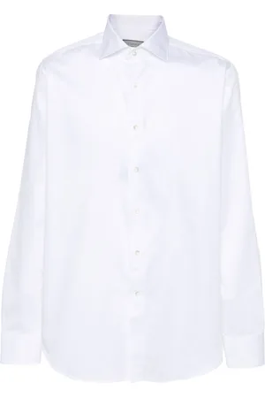 CANALI Cutaway-collar cotton shirt