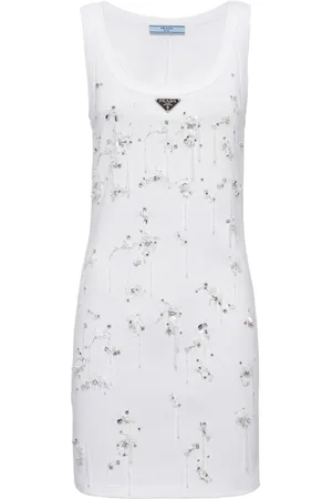 Prada Embroidered ribbed minidress