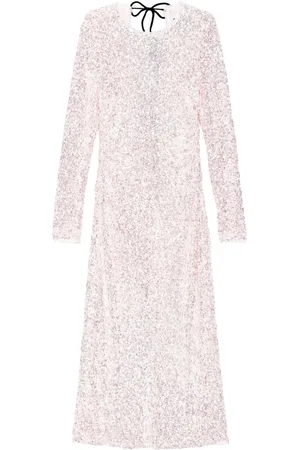 Ganni Sequined long-sleeve midi dress
