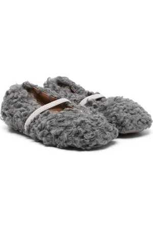 PèPè Faux-shearling round-toe ballerinas