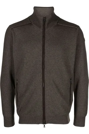 Paul & Shark Suede-trim ribbed-knit cardigan
