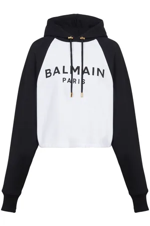 Balmain Logo-print cropped hoodie