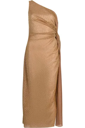 Oseree Knot-embellished metallic midi dress