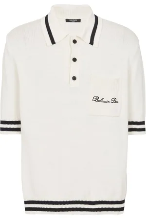 Balmain Logo-embroidered cotton polo shirt