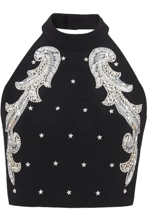 Balmain Baroque embroidered crop top