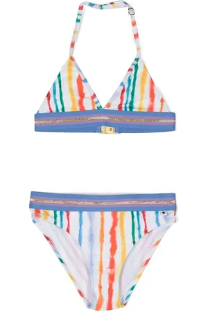 Molo Stripe-print V-neck bikini set