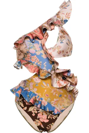 ZIMMERMANN Floral-print ruffled swimsuit