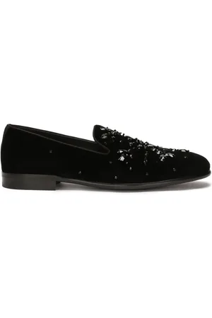 Dolce & Gabbana Crystal-embellished velvet slippers